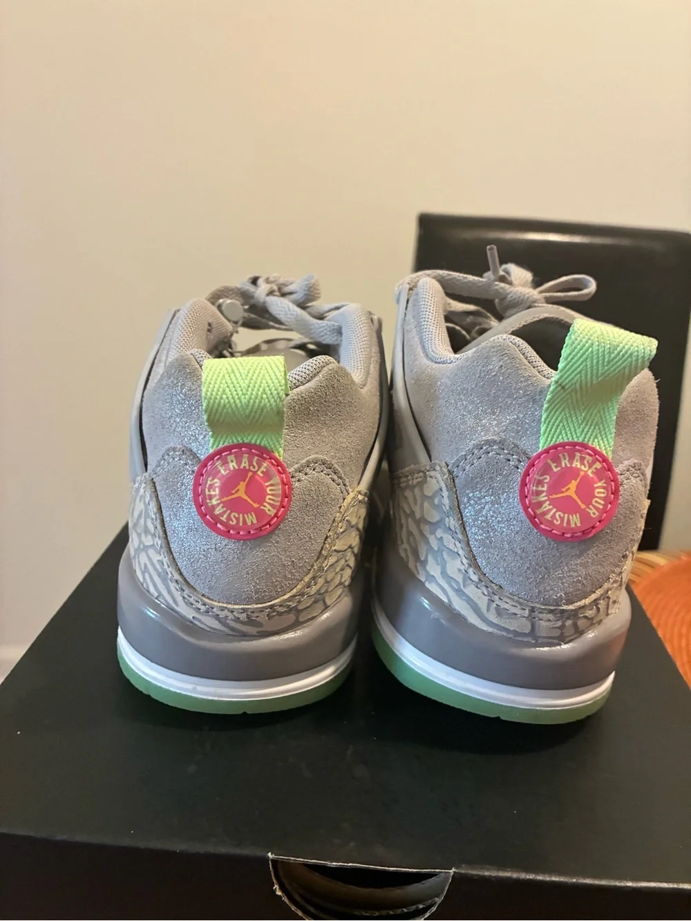 Nike Kids' Gray Sneakers with Neon Green Accents